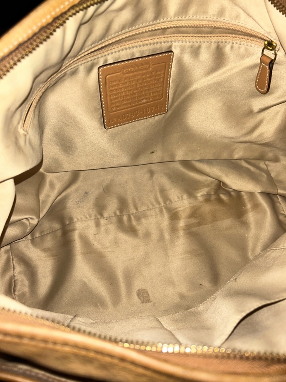 Coach Leather Shoulder Hobo Bag in Tan - Picture 7 of 14